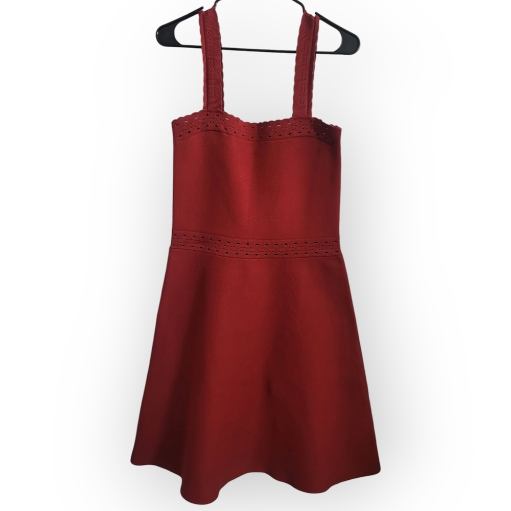 Sandro Alyson Terracotta Stretchy Knit Dress with Straps Size 40 US 8 - Picture 3 of 9